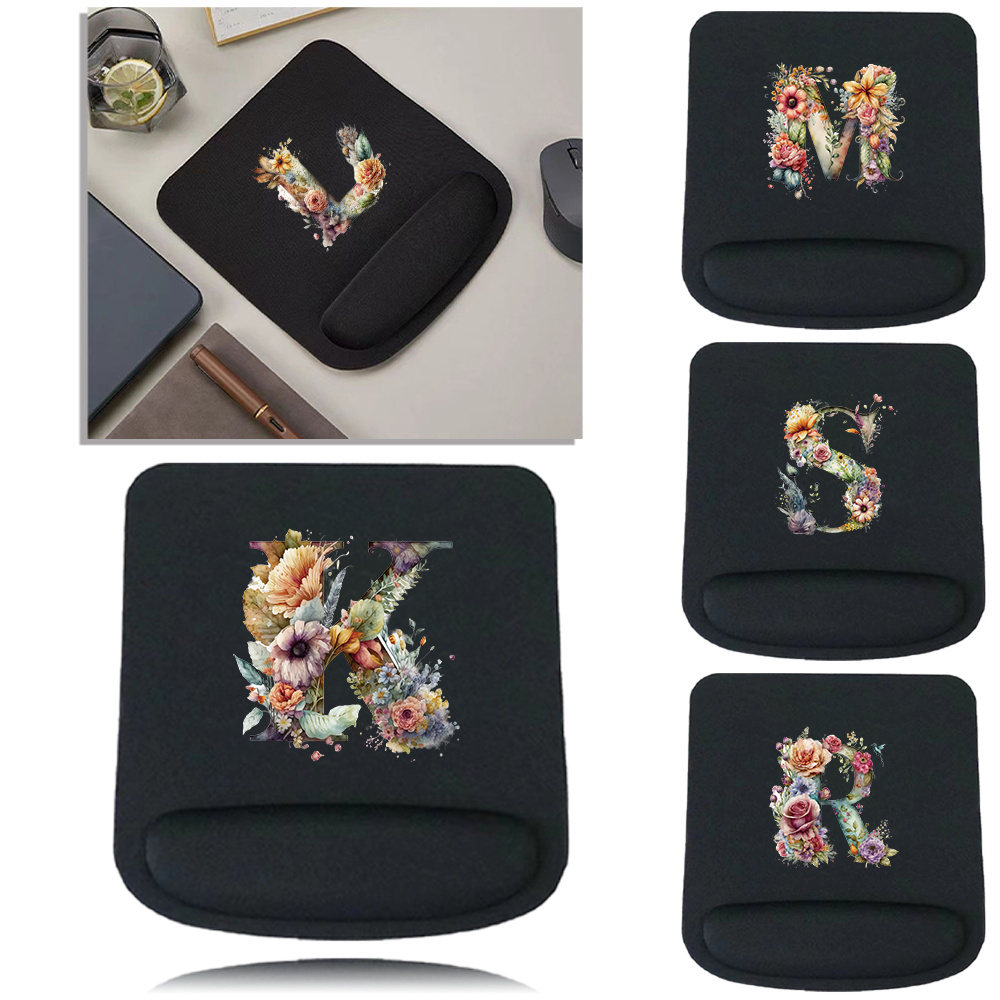 Laptop Accessories For Wrist Support - マウスパッド デスクマット 花柄レターシリーズ PC ラップトップ用 楕円形マウスマット