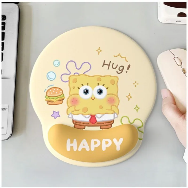 Laptop Accessories For Wrist Support - かわいいアニメ「スポンジ・ボブ」のデザインが施された、滑り止め加工のリストレスト付きマウスパッド。オフィスやノートパソコンでの使用に最適で、人間工学に基づいた設計で、耐久性があり、快適に使用できます。ギフトにも最適です。