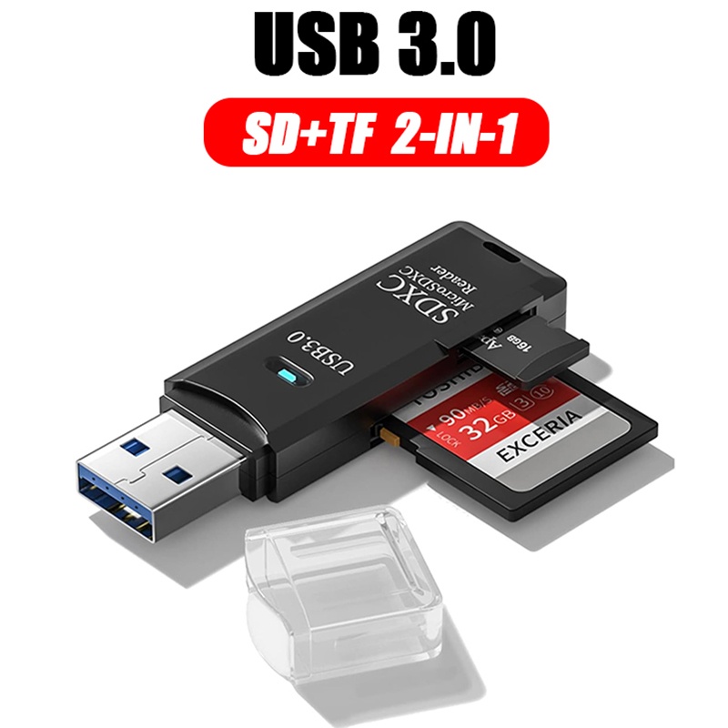 Laptop Accessories Usb - 2in1 USB 3.0カードリーダー ポータブルマイクロSDカードリーダー USB 3.0アダプター