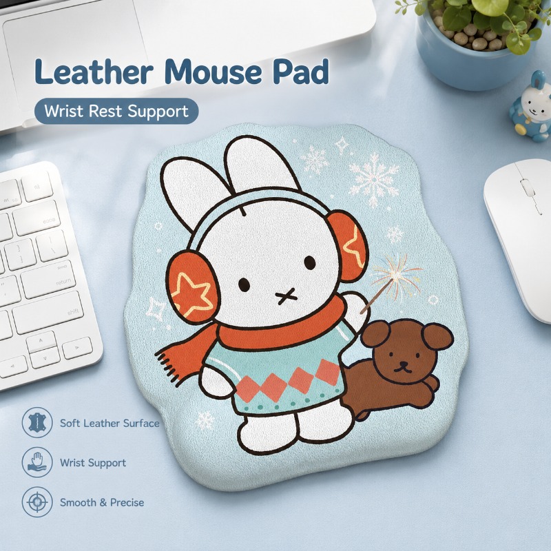 Laptop Accessories For Wrist Support - アニメミッフィー革製マウスパッド、リストレスト付き、小型コンピューターデスクマット、手首サポートデザイン、ノートパソコン、デスクトップ、オフィスデスクセットアップ用