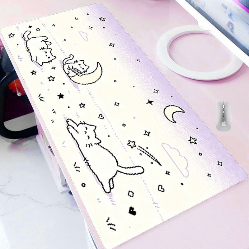 Laptop Accessories Essential - 低画素漫画風マウスパッド ゲーム必需品 XXL拡張デスクマット ノートパソコン用ゲーミングカーペット PCアクセサリー 滑り止め