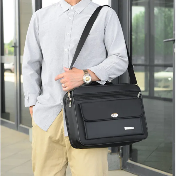 Laptop Accessories Essential - 大容量ブリーフケース旅行必需品ラップトップ収納斜めバッグ出張オックスフォード布ドキュメント整理アクセサリー
