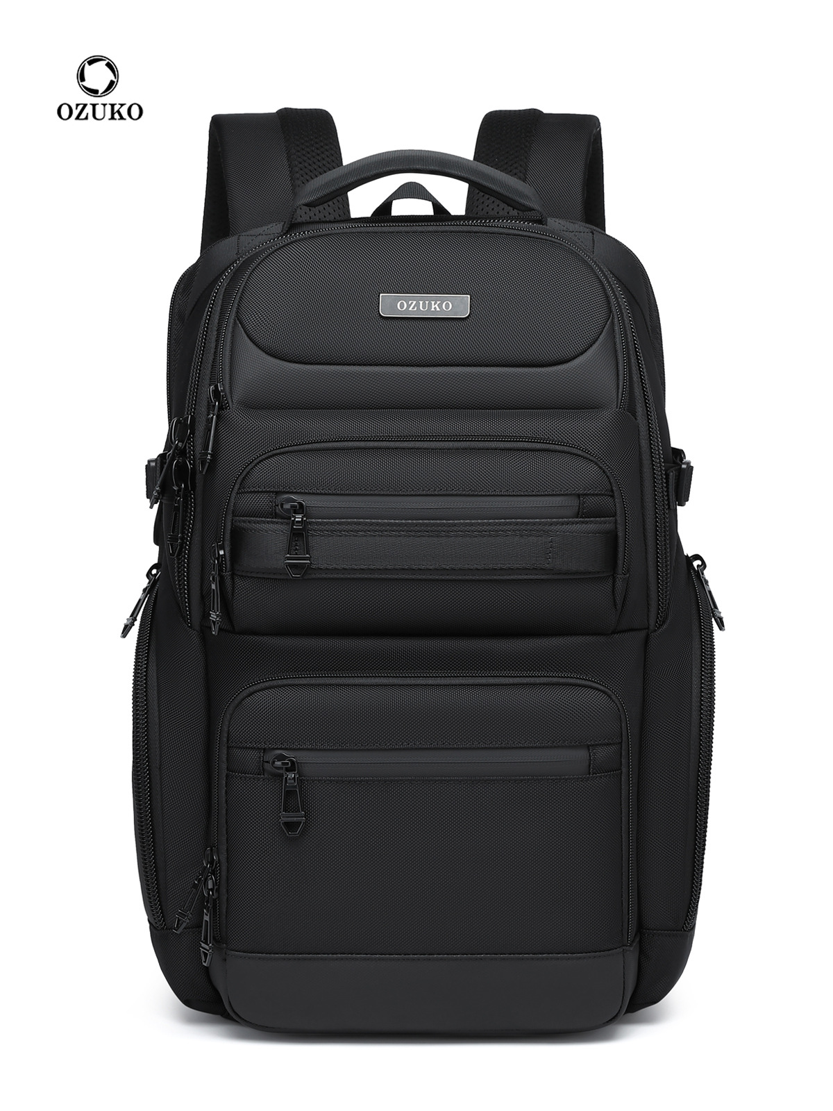 Laptop Backpack Anti Theft - OZUKO ブラックグレーメンズバックパック大容量 15.6 インチのラップトップバックパック男性ハンドバッグリュックサック屋外バッグパック通学