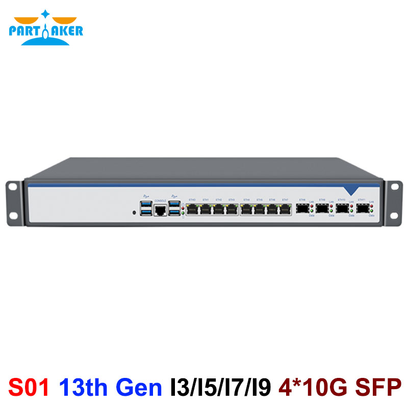 Intel Cpu Core I7 - 1Uラックマウント型ファイアウォール、LGA1700、Core i9-13900、i7-13700、i5-13400、Intel I226、8x2.5Gポート、4x10G SFPポート、VPNルーター、PC、PfSense、OPNsense対応。