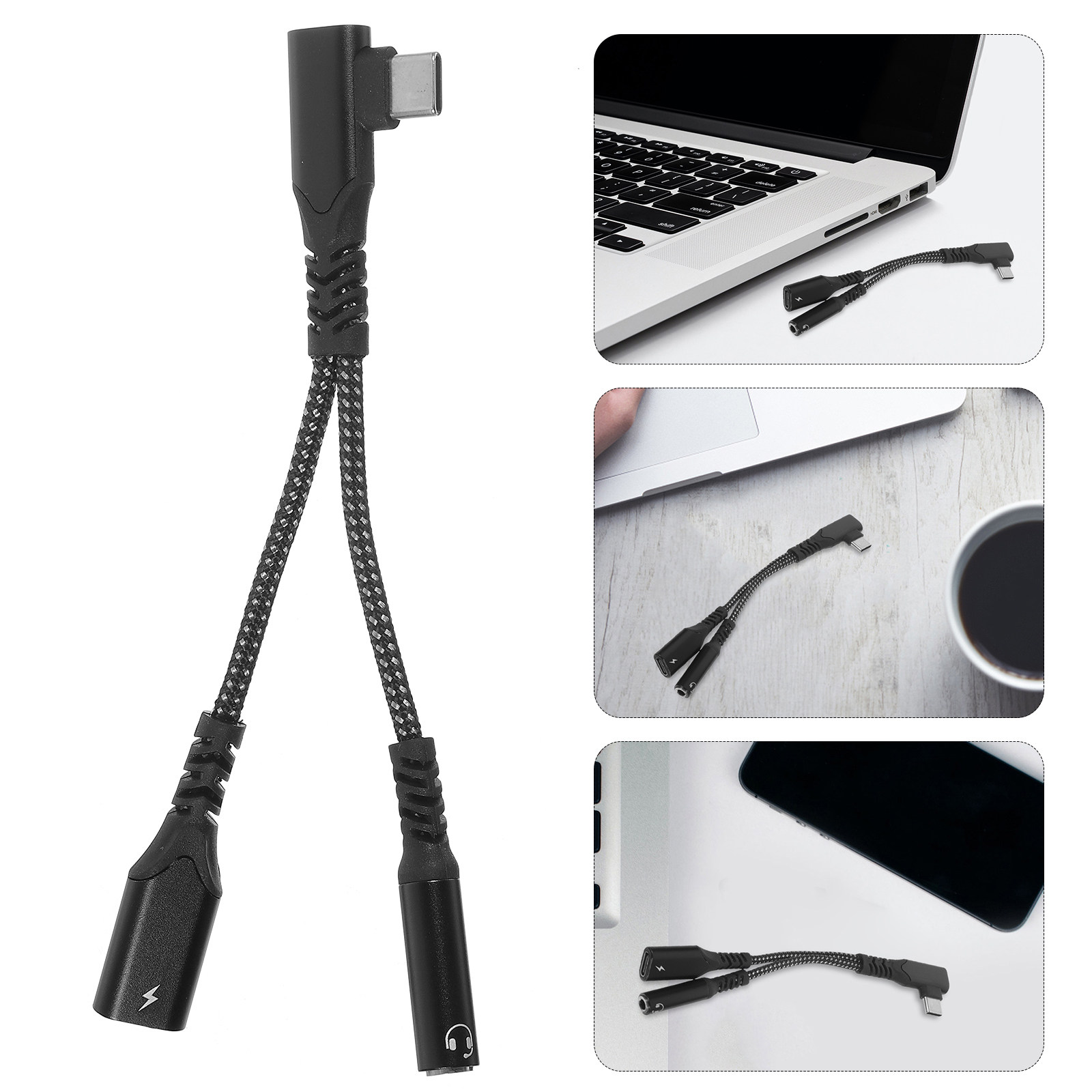 Laptop Accessories Headphones - USB C ヘッドフォンアダプター スタイリッシュなガンメタルカラー 60W 充電サポート