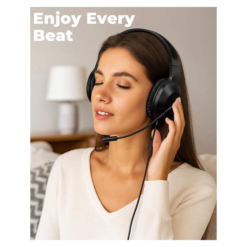 Laptop Accessories Headphones - DT23 有線オーバーイヤーヘッドホン マイク付き ノイズキャンセリングマイク 3.5mmプラグ PC・ノートパソコン用