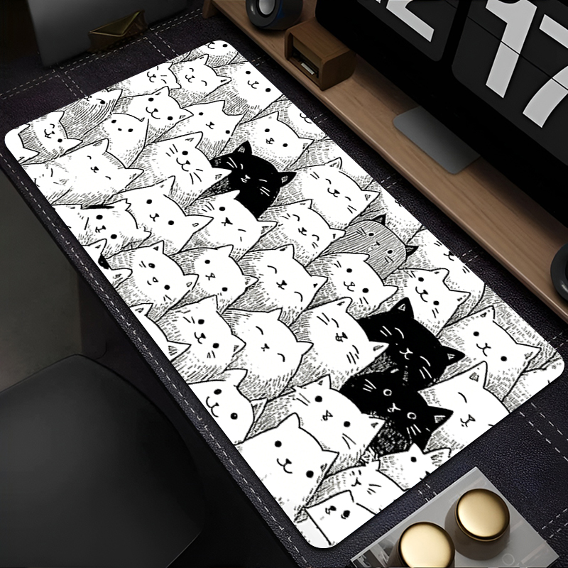 Laptop Accessories Essential - 白い漫画風マウスパッド ゲーマー必需品 XXLサイズ拡張デスクマット かわいいキーボードパッド ノートパソコンアクセサリー 滑り止め