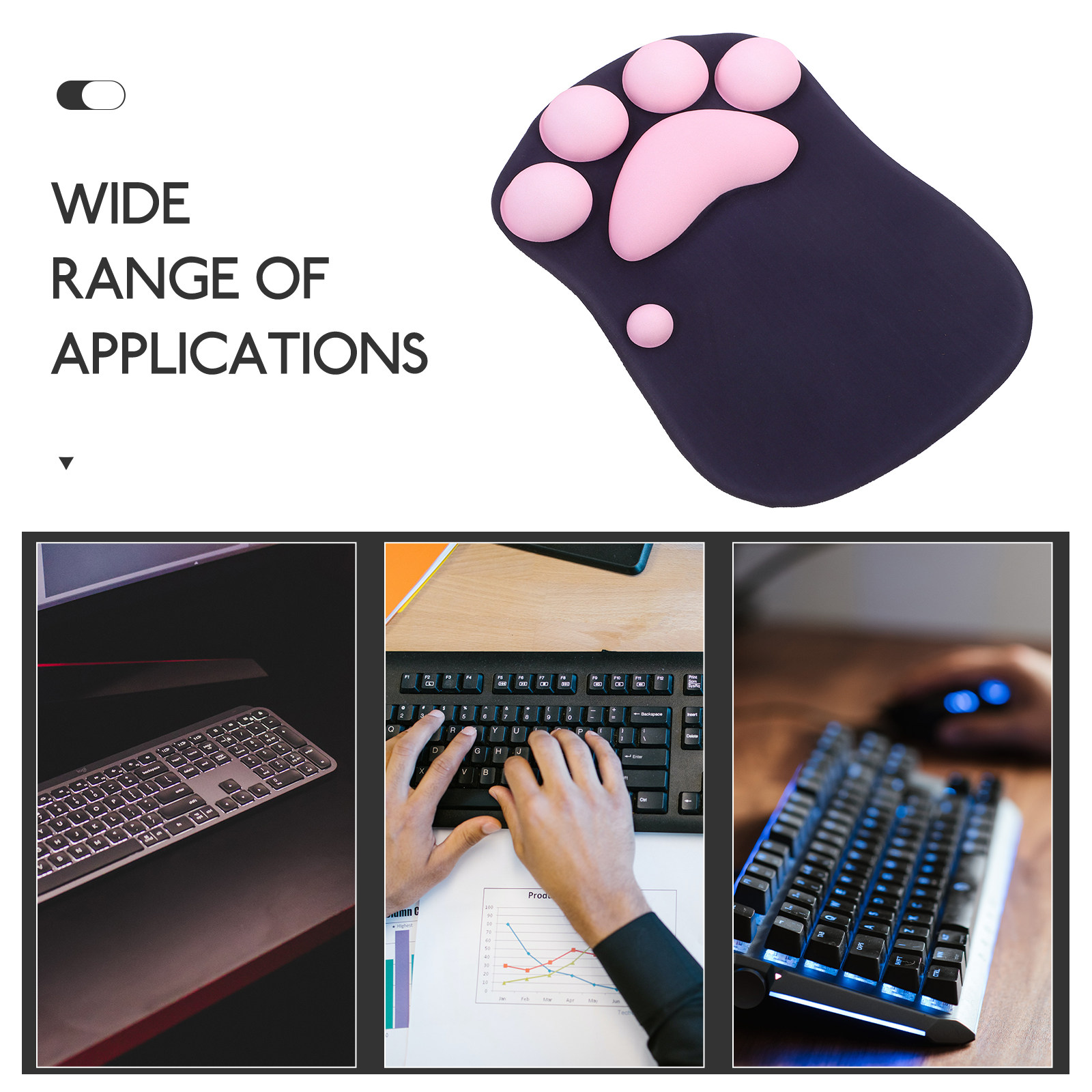 猫の足の形をしたマウスパッド。かわいい漫画風のデザインで、手 - Laptop Accessories For Wrist Support のレビューと価格