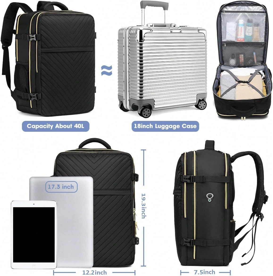 大型機内持ち込みトラベルバックパック - 機内持ち込み可能  - Laptop Backpack Anti Theft のレビューと価格