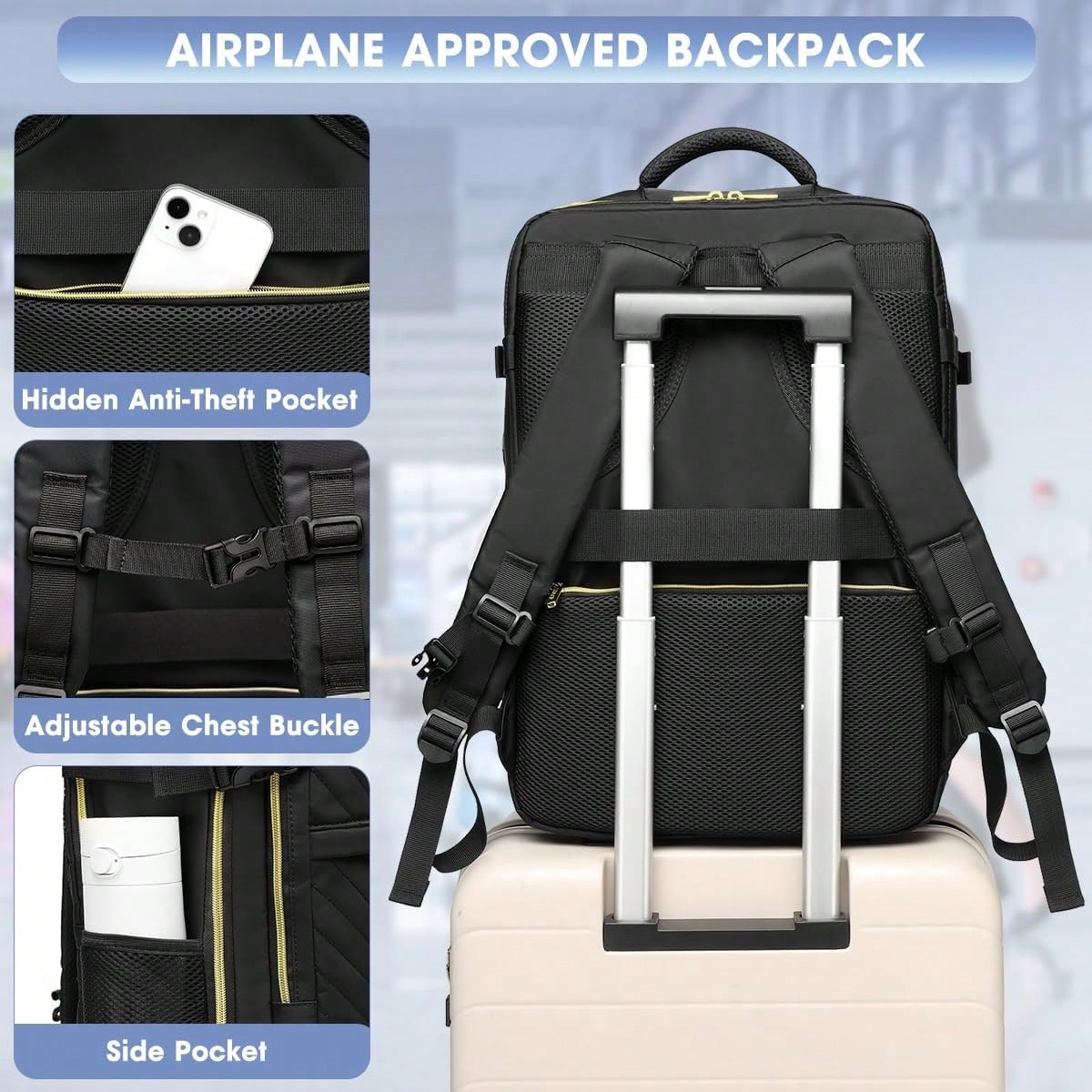 大型機内持ち込みトラベルバックパック - 機内持ち込み可能  - Laptop Backpack Anti Theft のレビューと価格