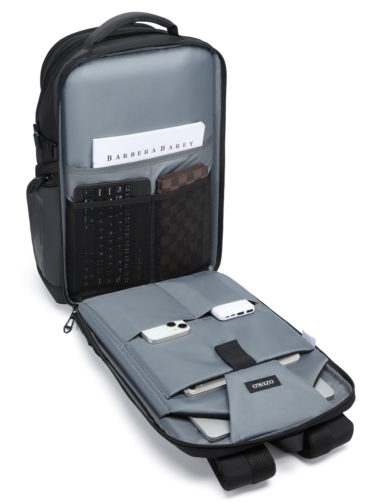 OZUKO ブラックグレーメンズバックパック大容量 15.6 - Laptop Backpack Anti Theft のレビューと価格
