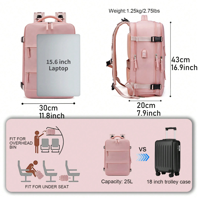 旅行用バックパック、機内持ち込み可能、盗難防止機能付き、16 - Laptop Backpack Anti Theft のレビューと価格