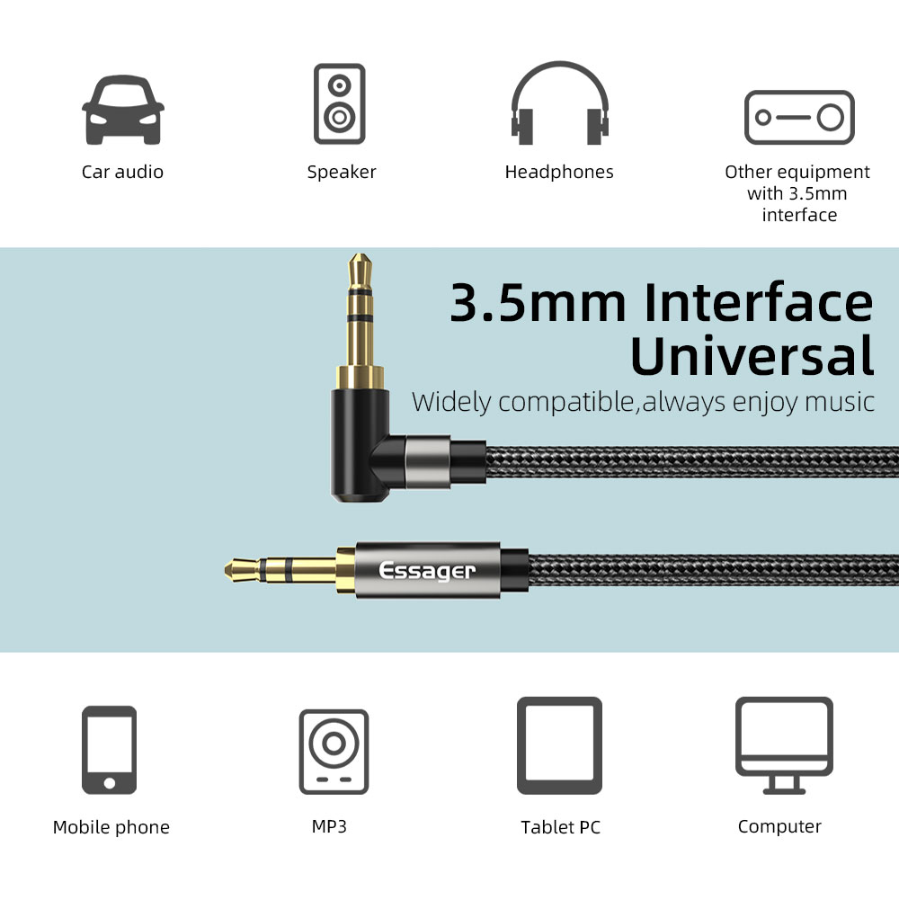 Essager AUX ケーブル 3.5 ミリメートルジャッ - Laptop Accessories Headphones のレビューと価格
