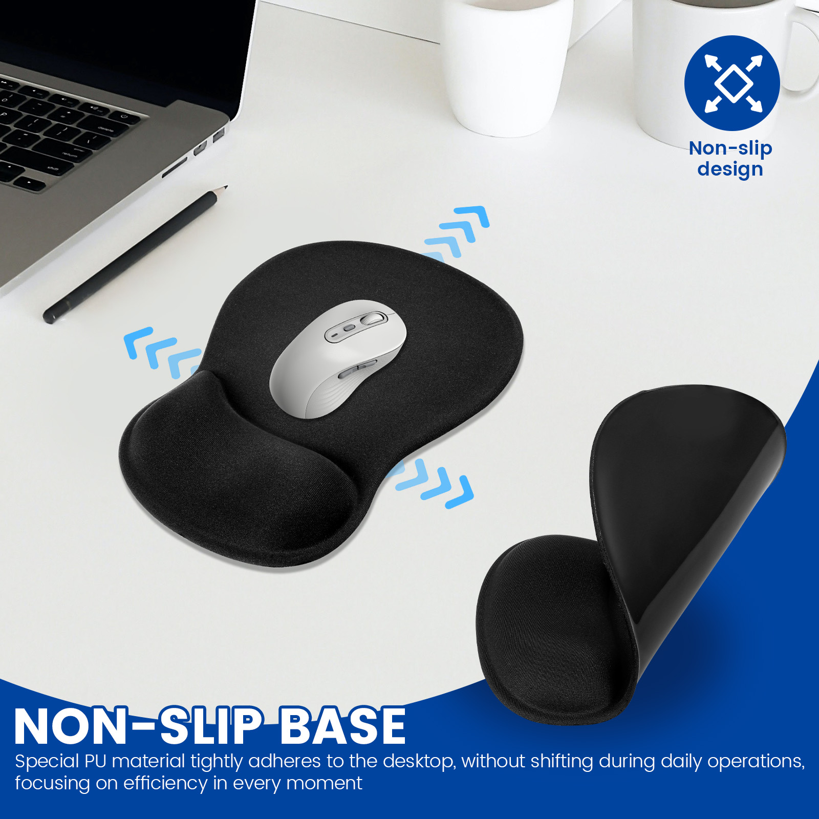 1/4 個の人間工学に基づいたマウスパッド、滑り止めベース、 - Laptop Accessories For Wrist Support のレビューと価格