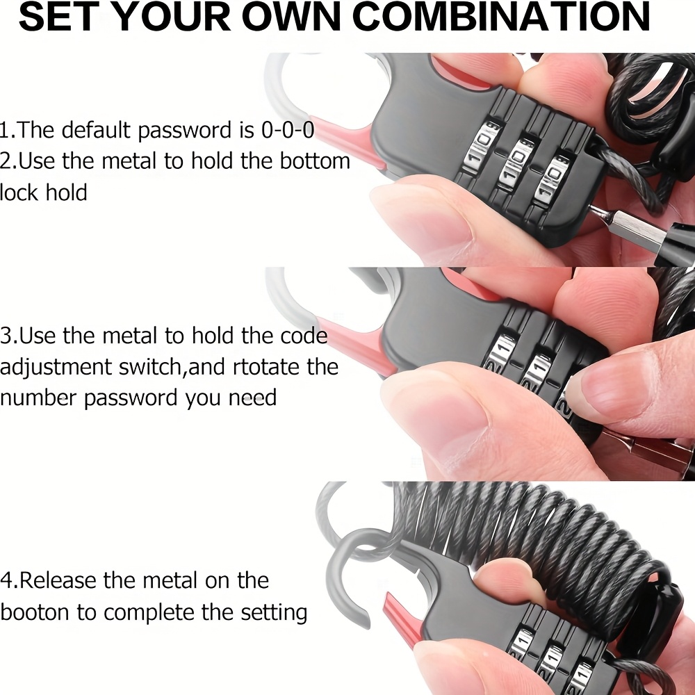 3桁コンビネーション南京錠、格納式ケーブル付き盗難防止パスワ - Laptop Backpack Anti Theft のレビューと価格