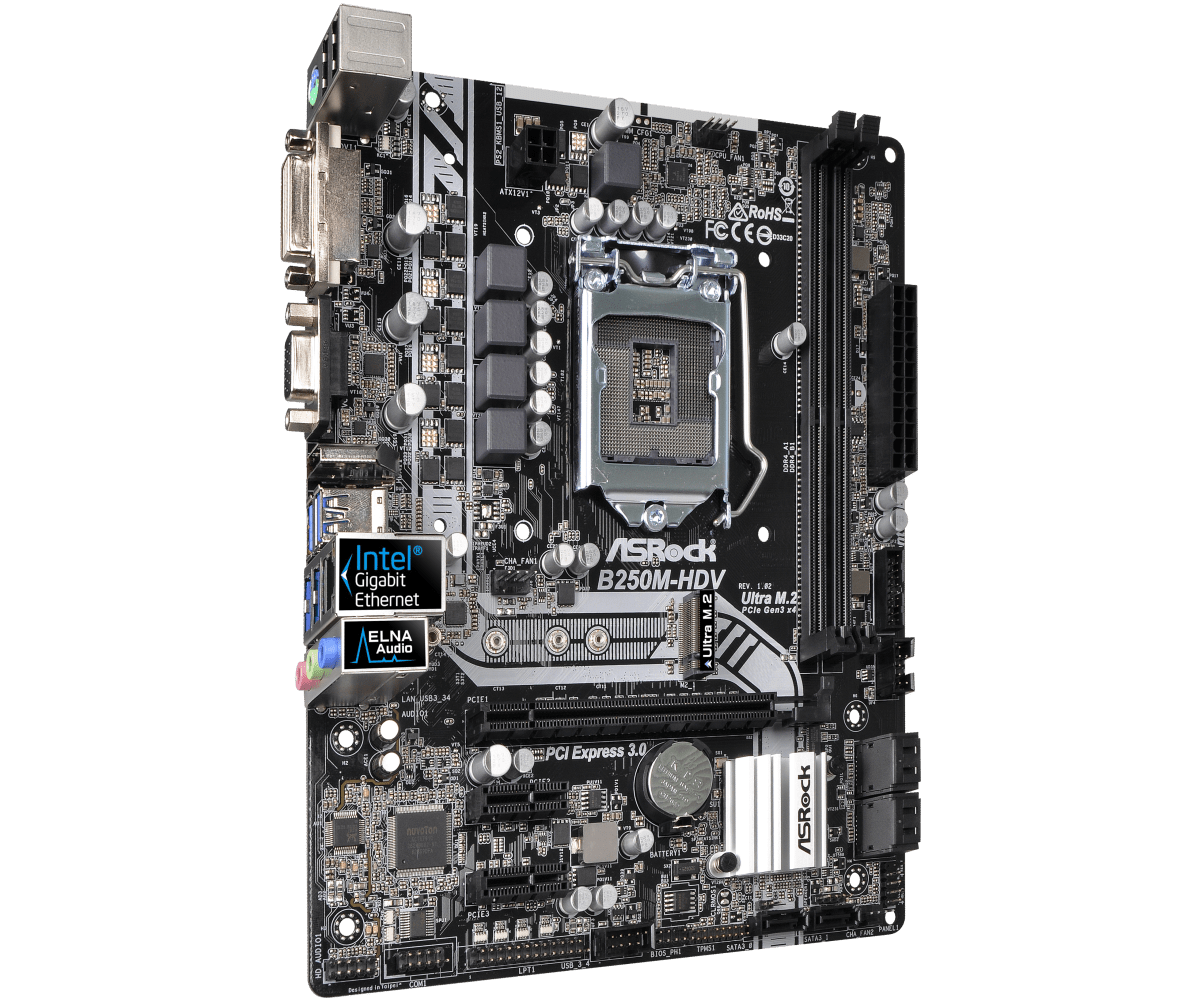 ASRock B250M-HDV マザーボード、LGA115 - Intel Cpu Core I7 のレビューと価格
